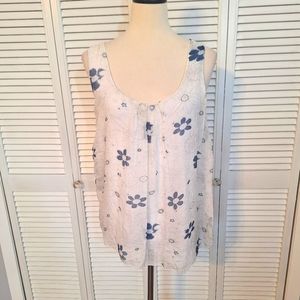 Marina gigli Italian silk sleeveless daisy blouse top small